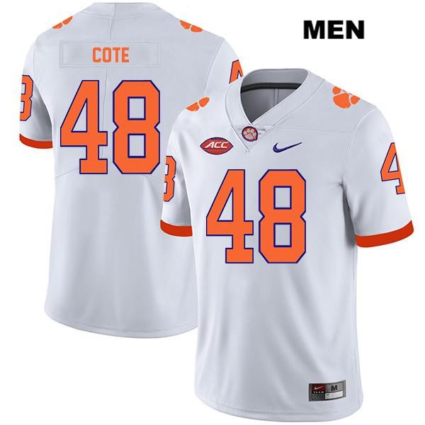 Men's Clemson Tigers #48 David Cote Stitched White Legend Authentic Nike NCAA College Football Jersey BUZ5846QD